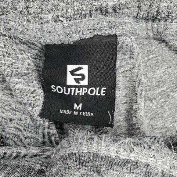 Southpole Embroidered Medium Gray Black Zipper Pockets Joggers - Picture 5 of 7